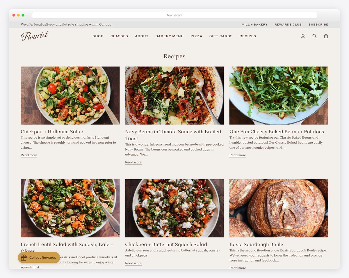 flourist recipes blog example