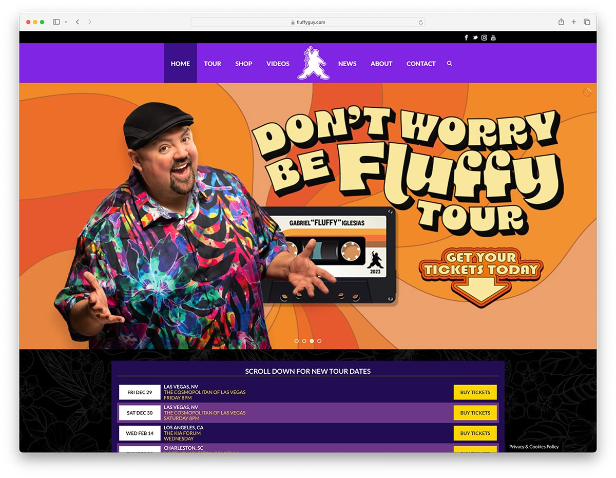 fluffy guy - comedian website built with WordPress