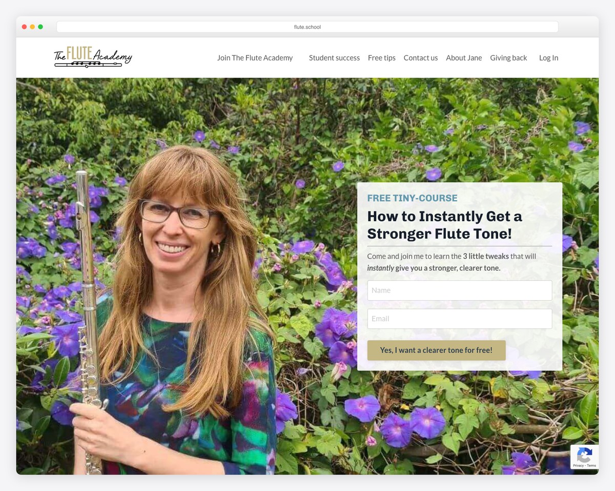 the flute academy website example