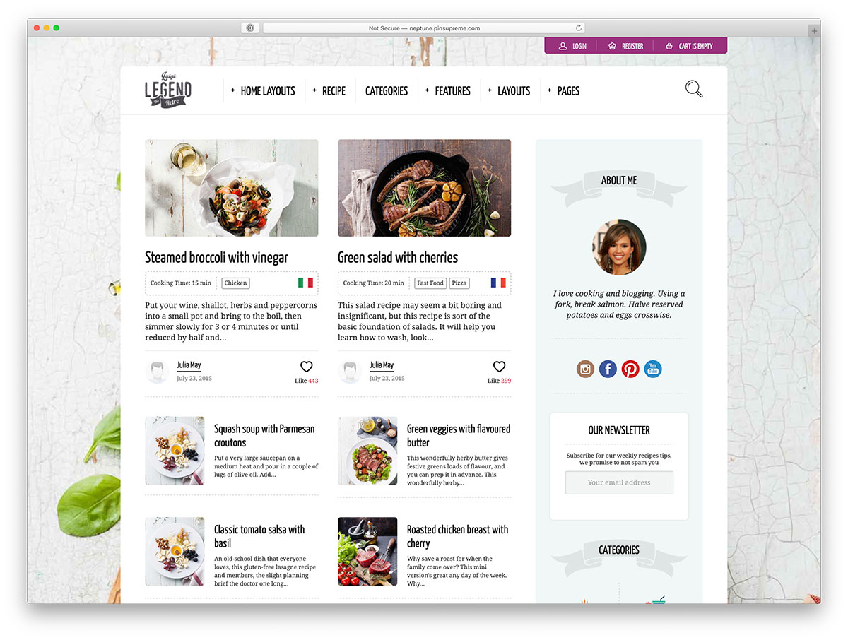 Food recipe WordPress themes