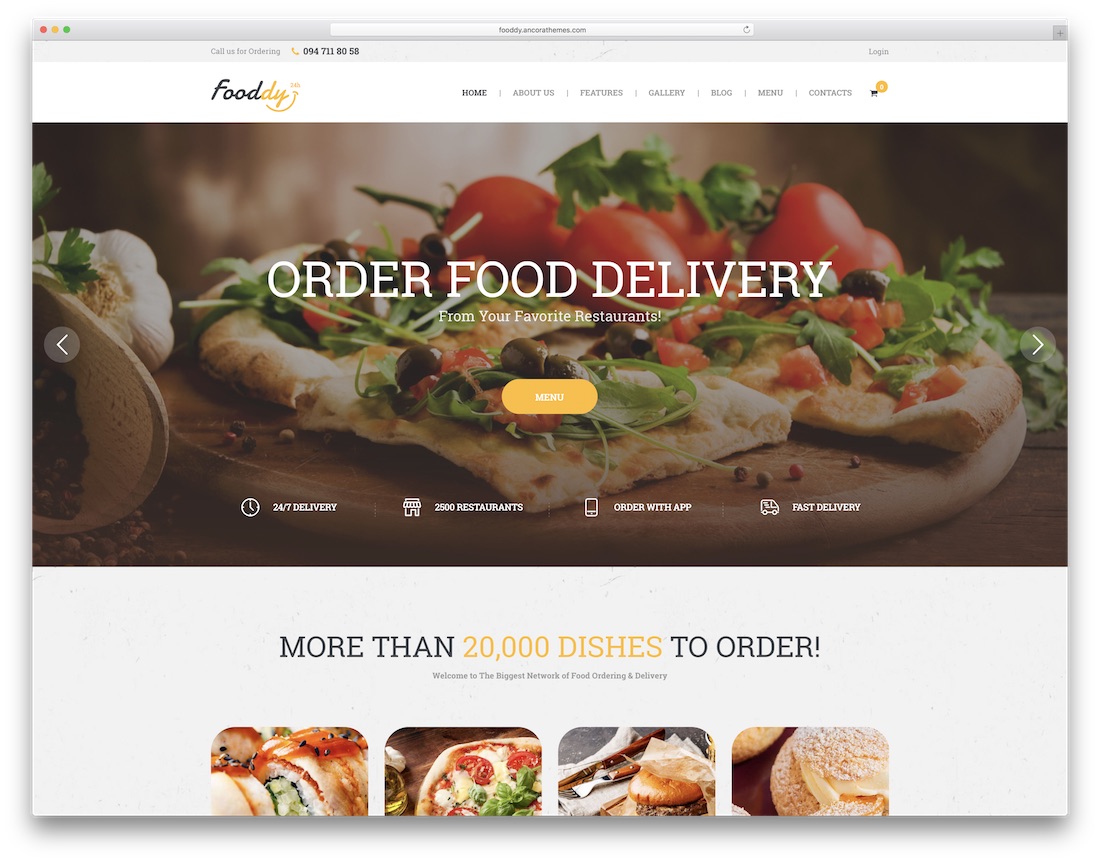 fooddy 24/7 food delivery wordpress theme