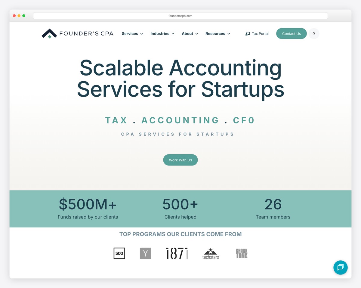founder's cpa website example