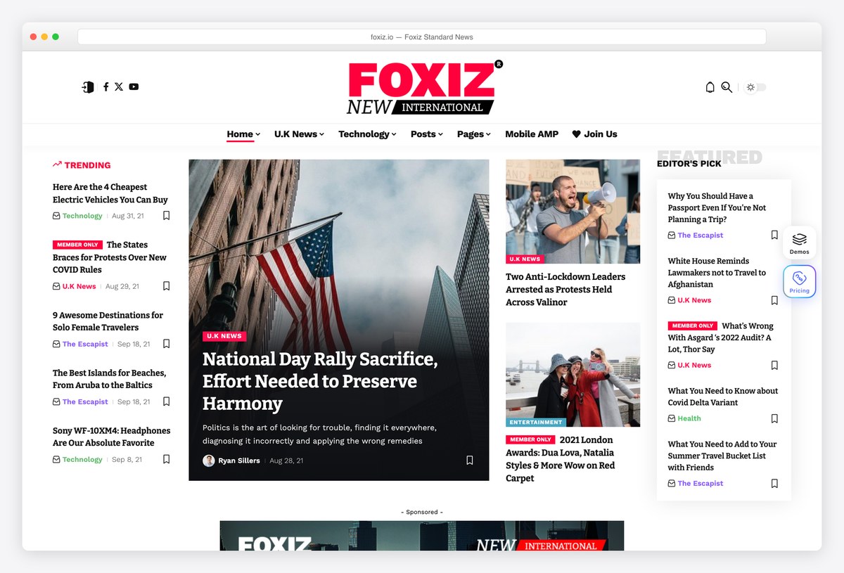 Foxiz news and magazine WordPress theme demo