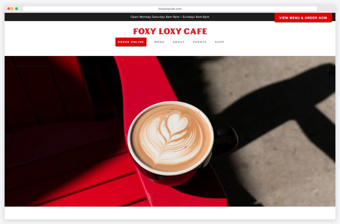 foxy loxy cafe website example