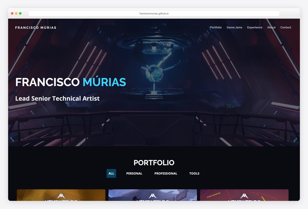 Francisco Múrias technical artist portfolio website