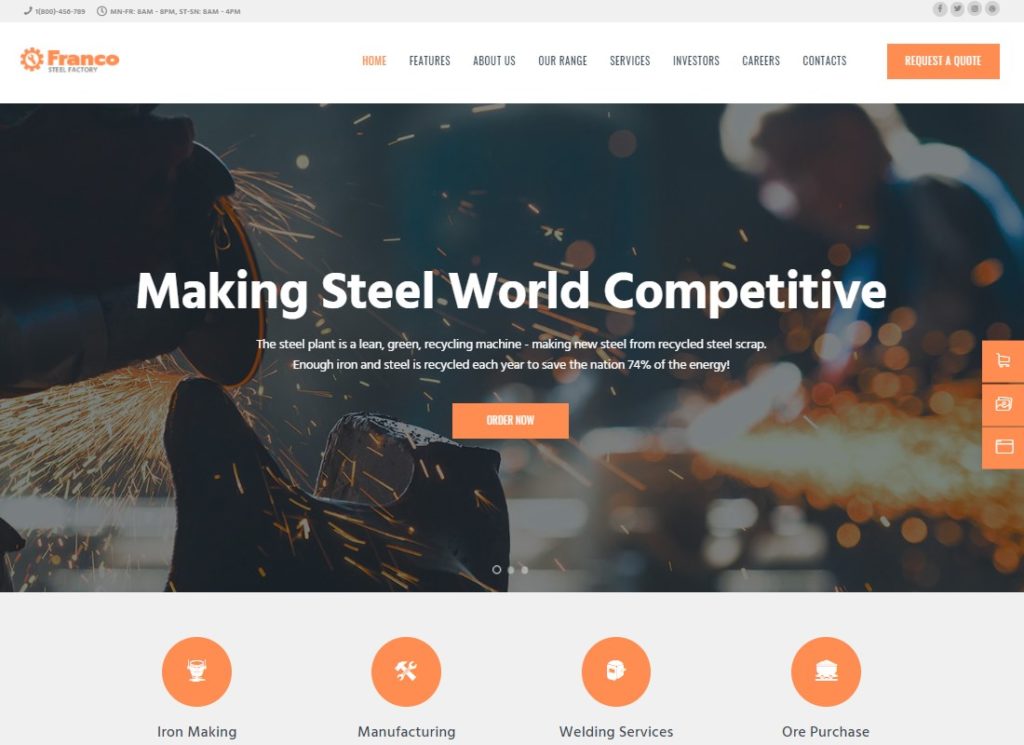 Franco | Steel Factory & Industrial Plant Manufacturing WordPress Theme
