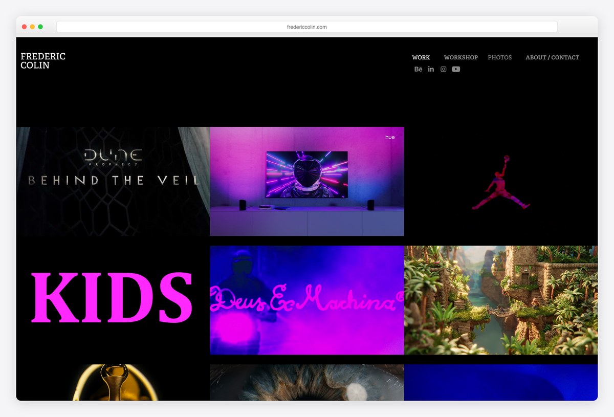 Frédéric Colin 3D artist and title designer portfolio website