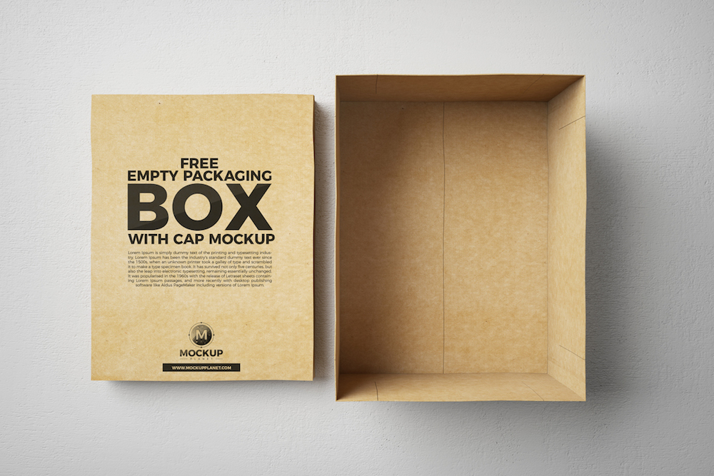 free empty packaging box with cap mockup