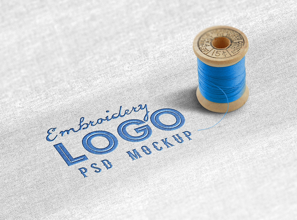 free fabric embroidered logo mockup