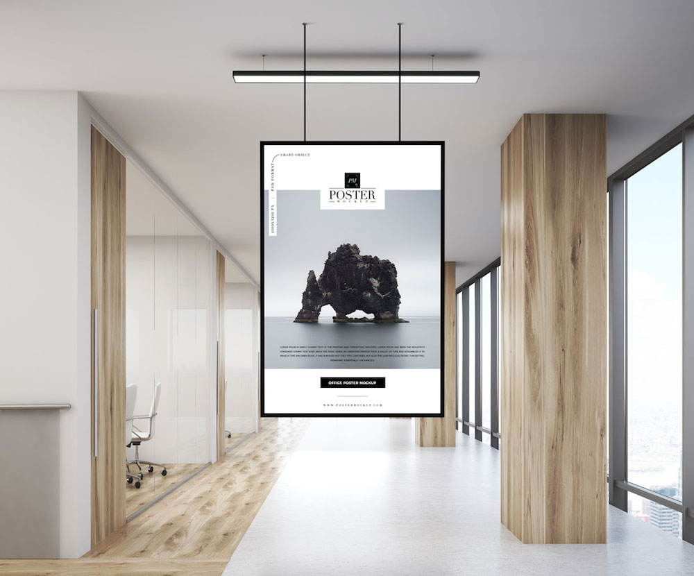 free indoor poster psd mockup template