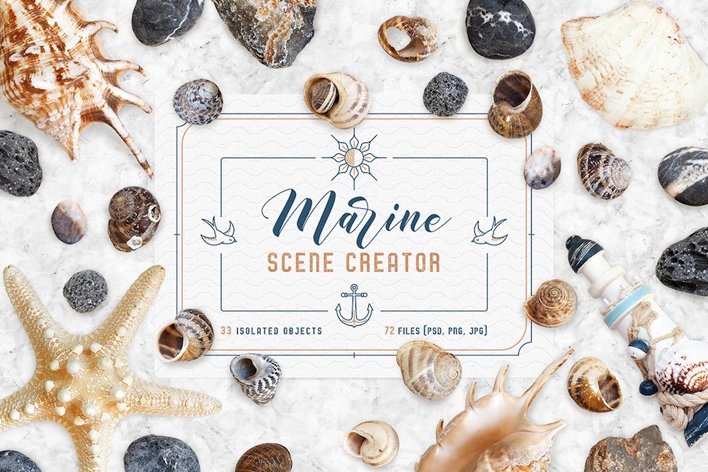 free marine scene flyer design mockup psd
