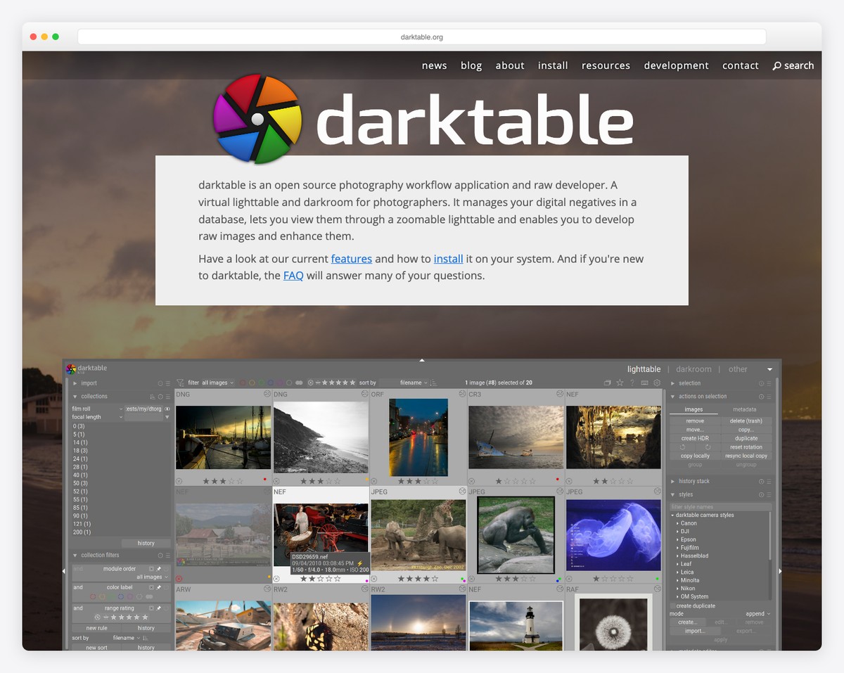 darktable screenshot