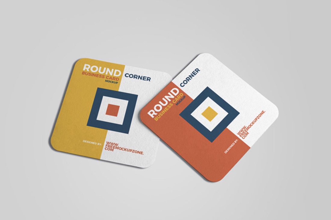 free square business card mockup in psd