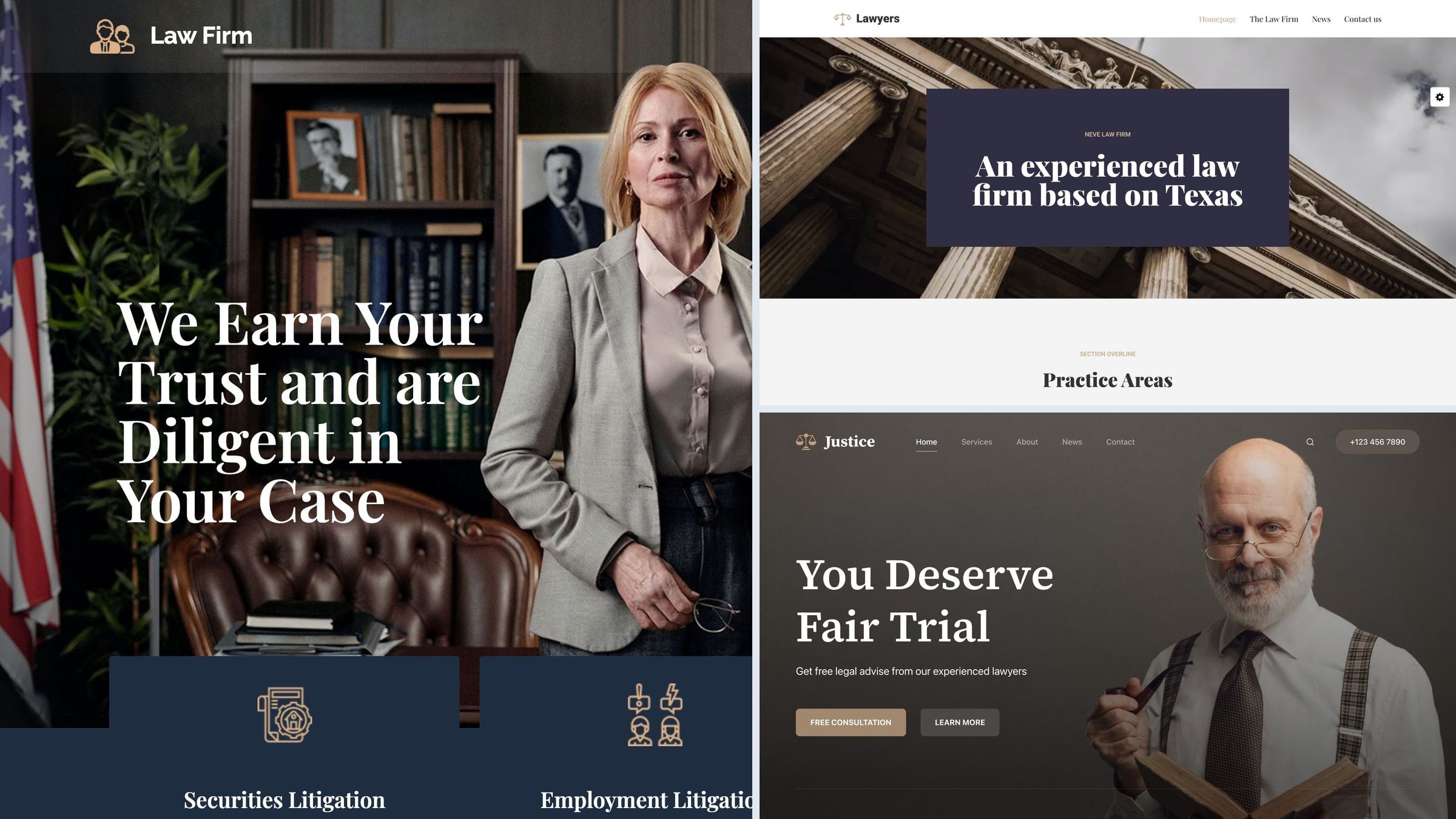 Free and premium law firm WordPress themes for lawyers and attorneys