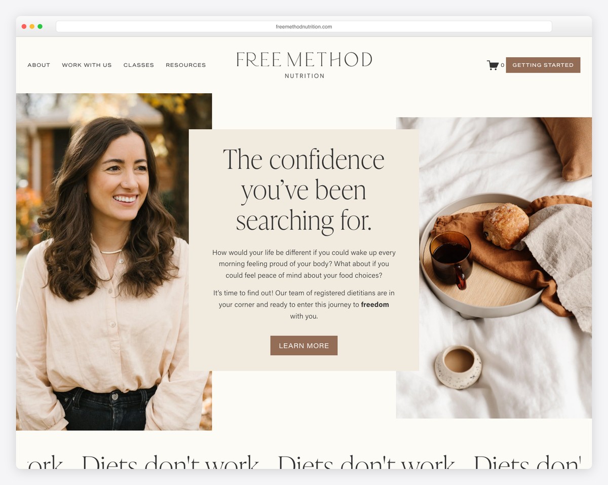 free method nutrition website example