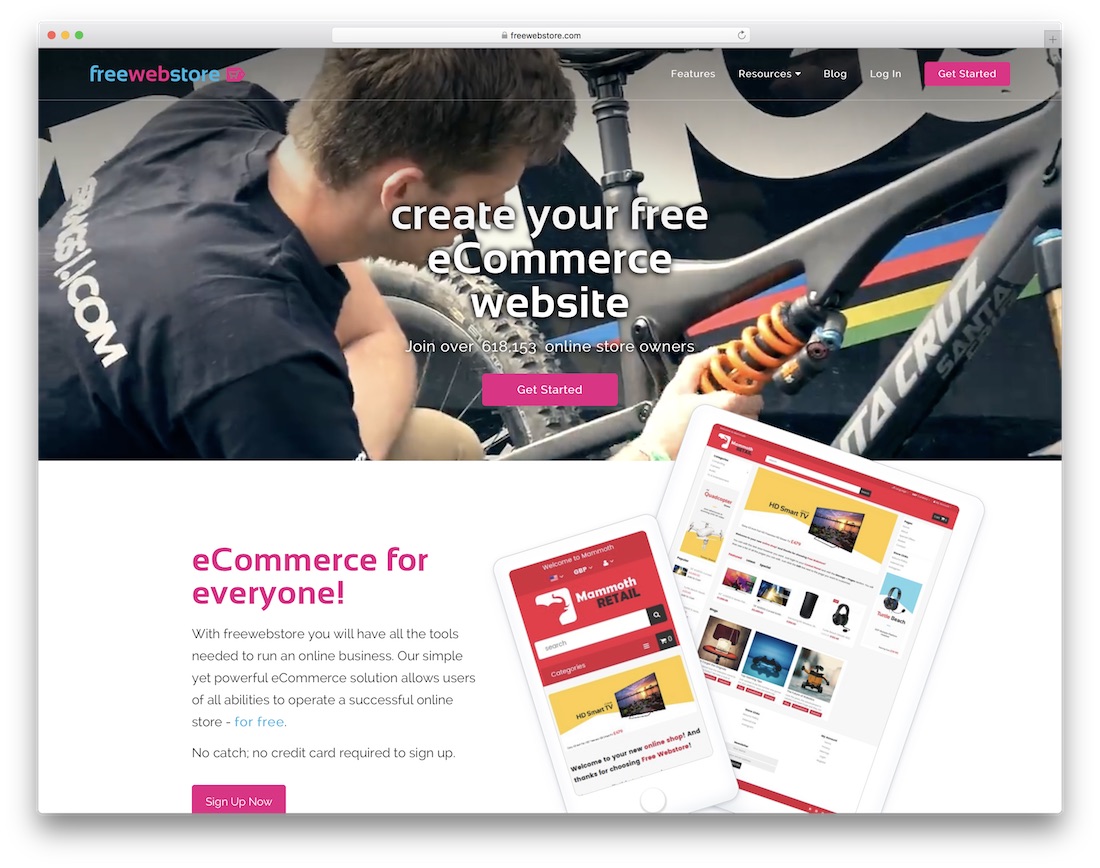 freewebstore ecommerce website builder