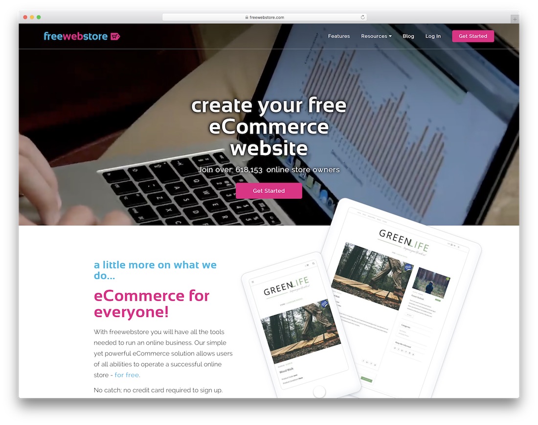 freewebstore website builder for online clothing store