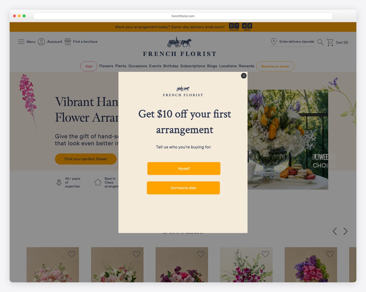 french florist website example