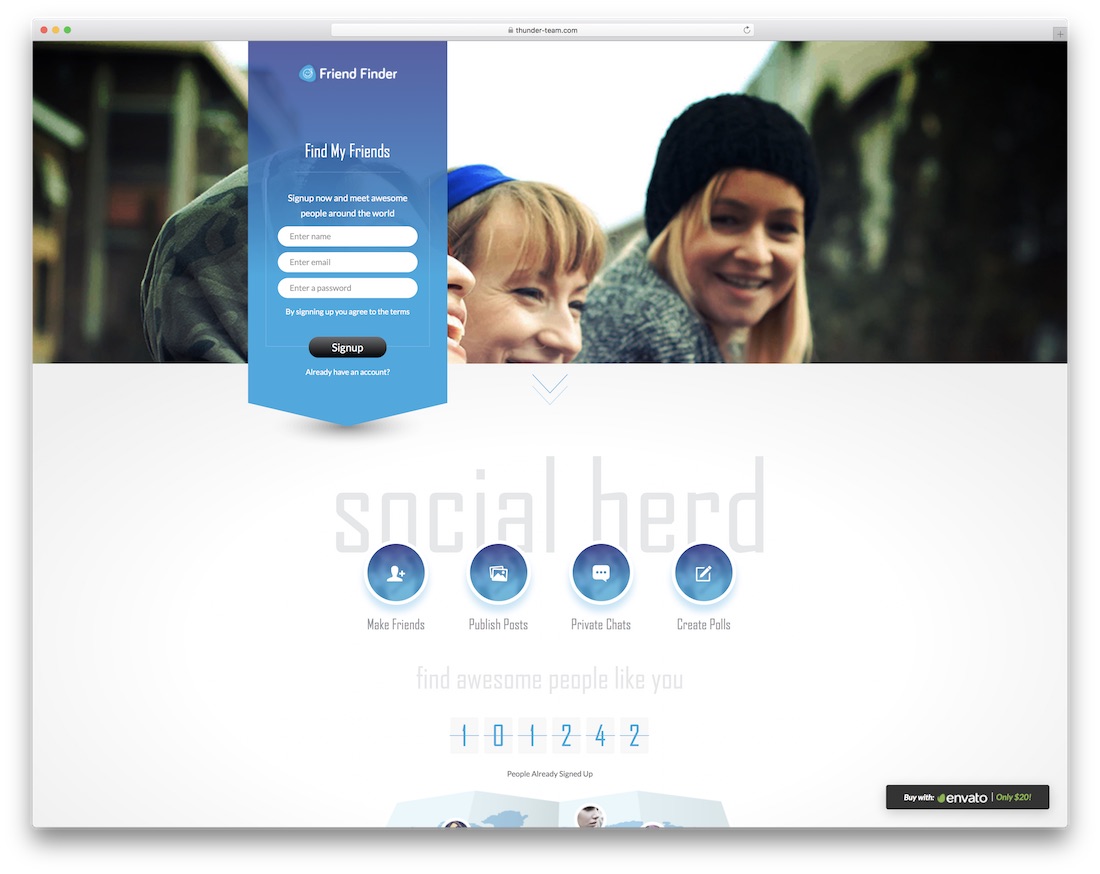 friend finder bootstrap social network template