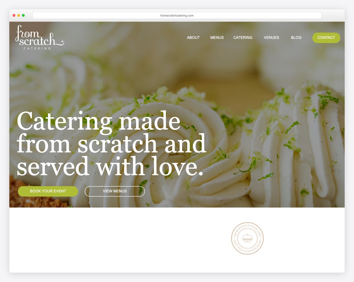 from scratch catering website example