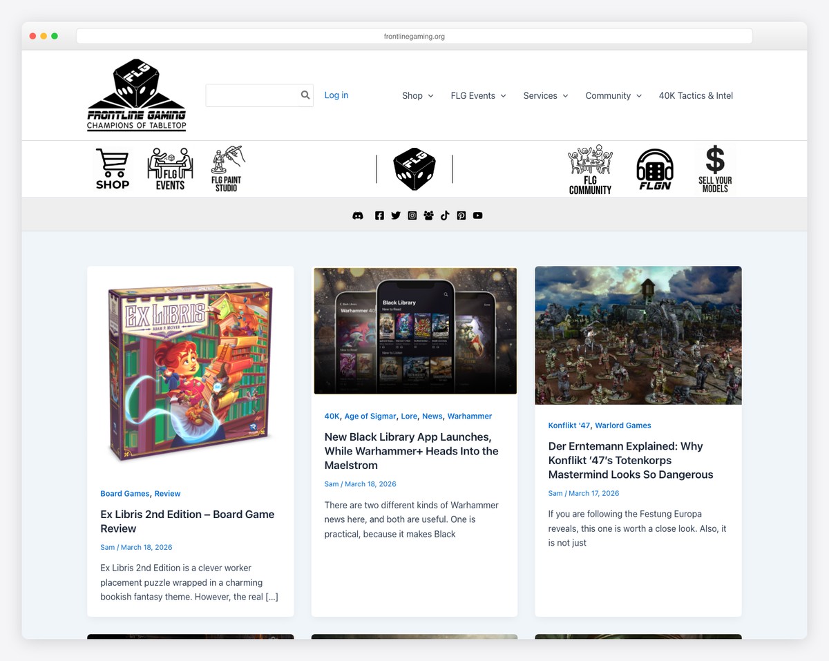 frontline gaming bluehost website example
