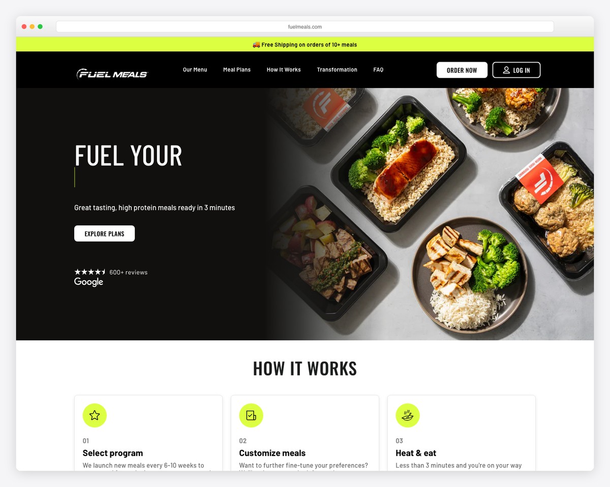 fuel meals website example