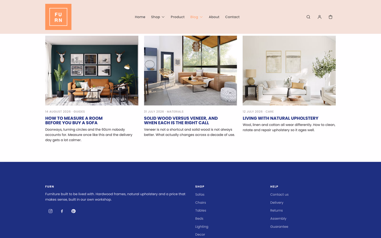 Furn blog page Furn Shopify theme blog page