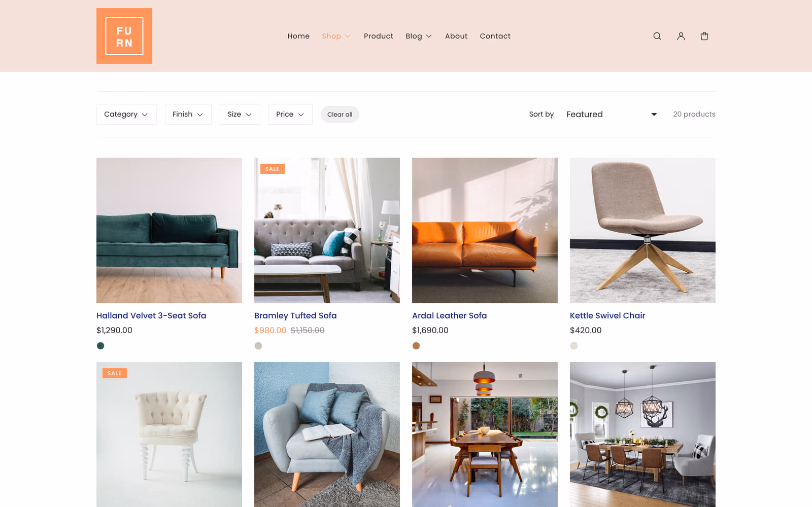 Furn collection page Furn Shopify theme collection page
