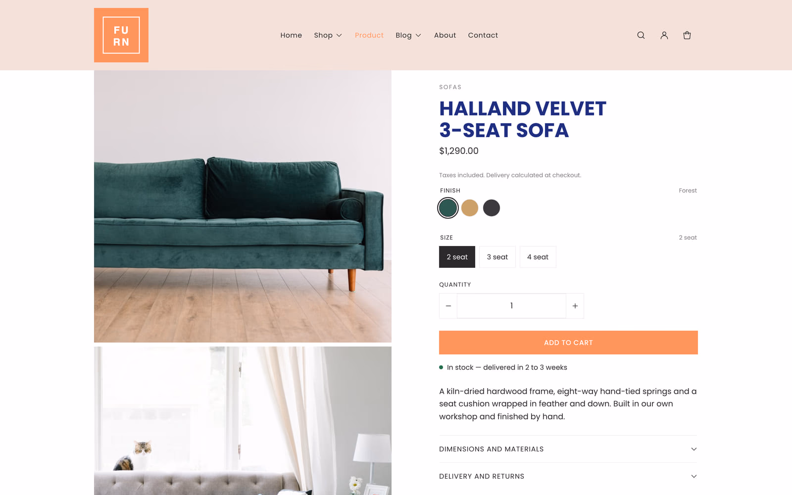 Furn product page Furn Shopify theme product page