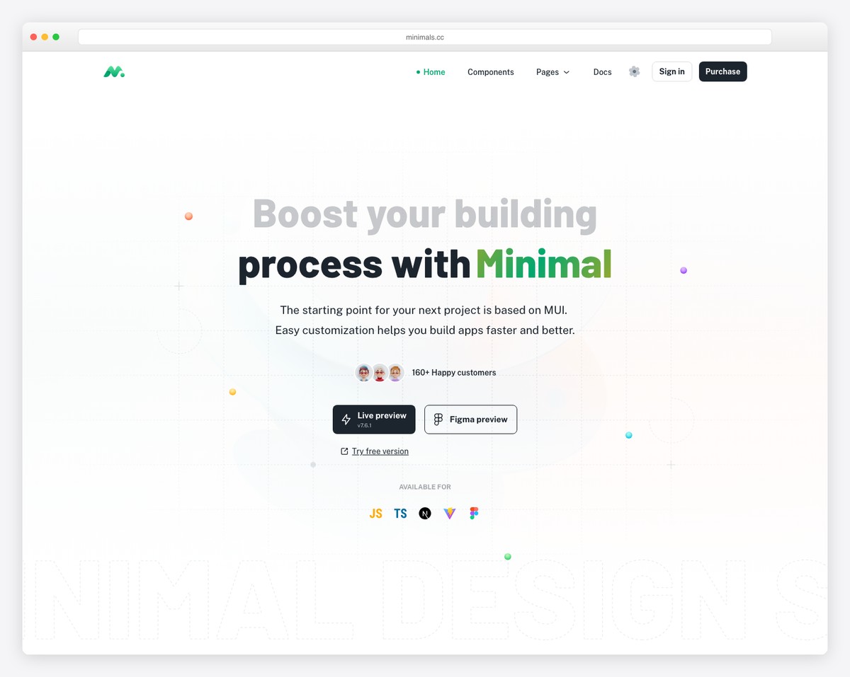 Minimal UI admin dashboard