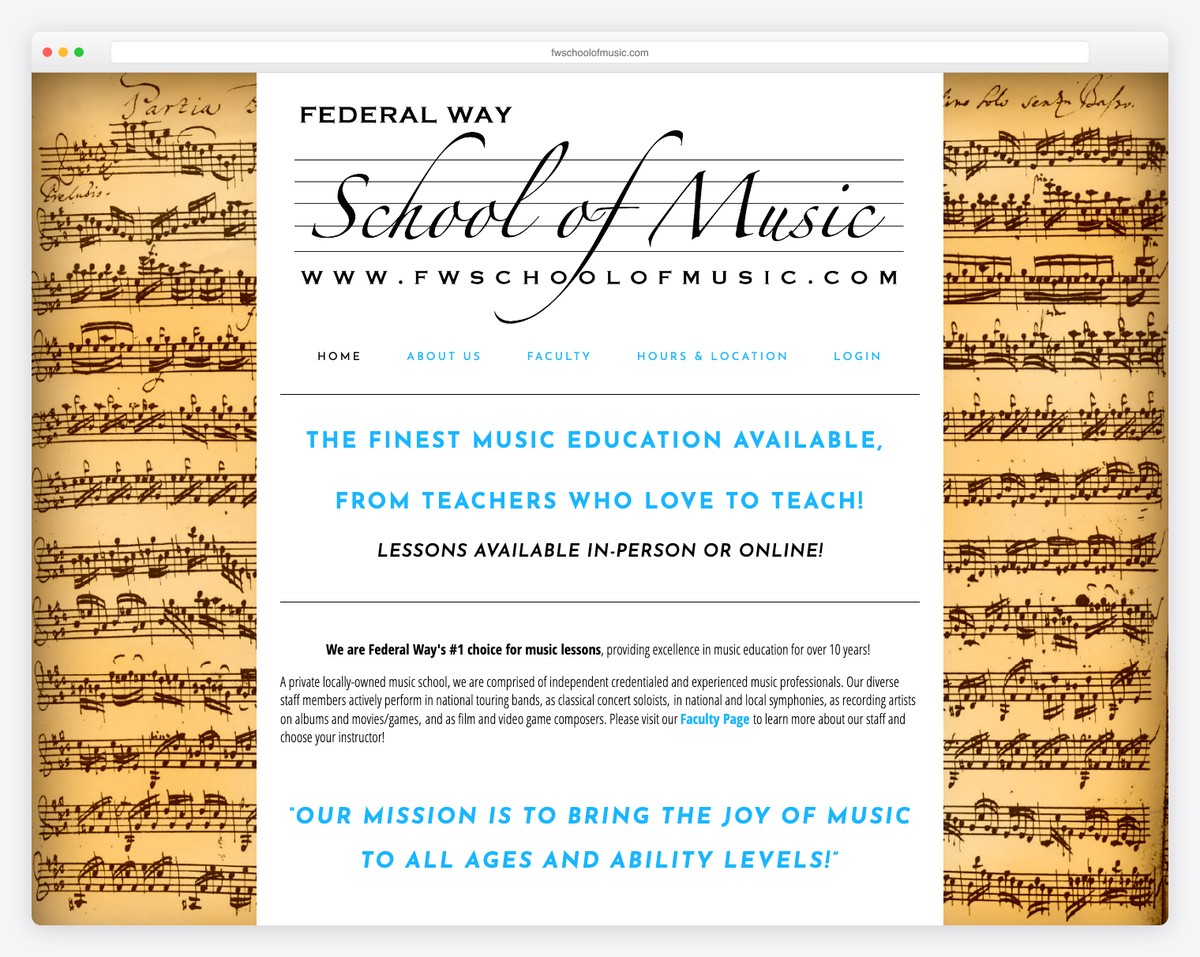 federal way school of music website example