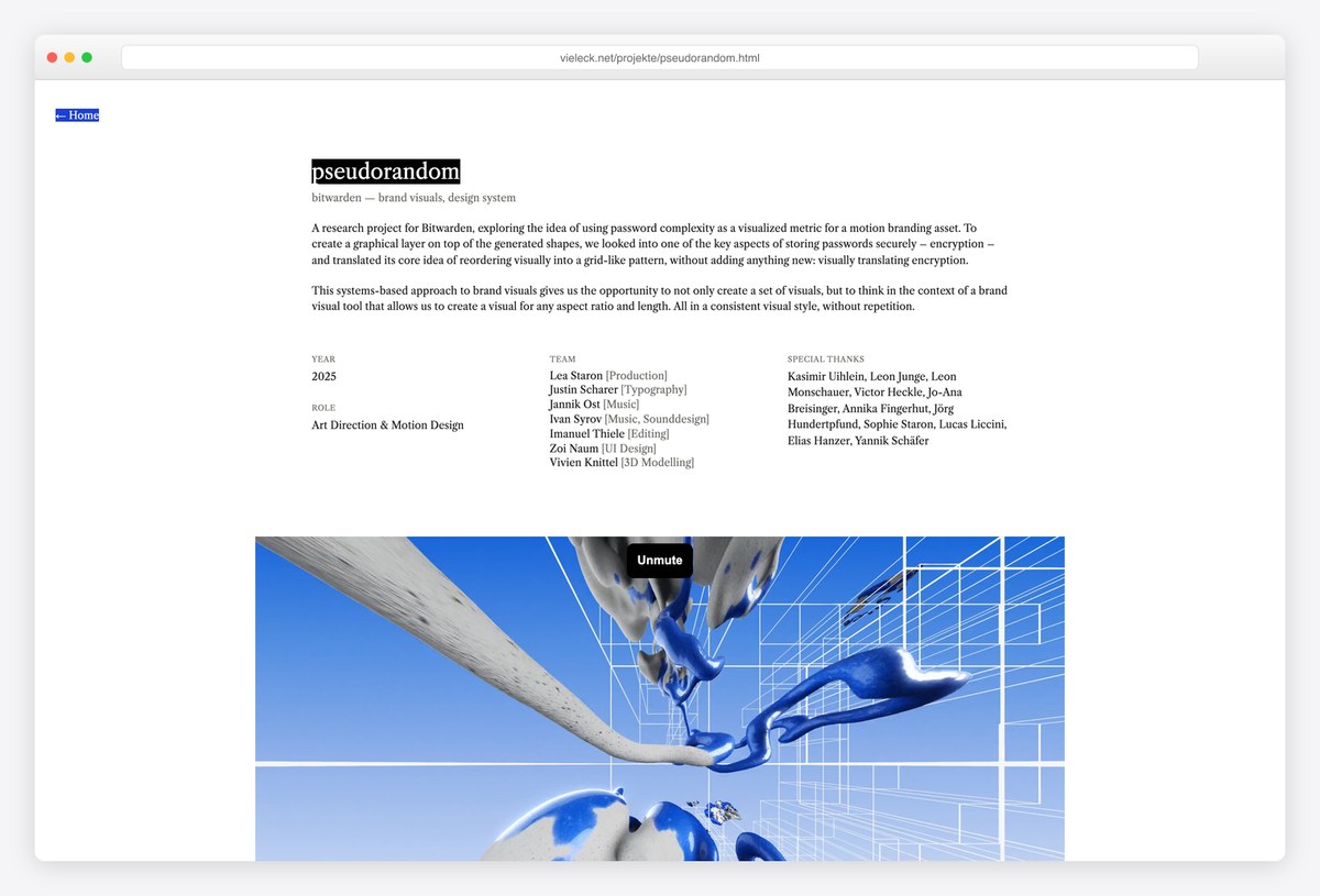 Ole Bornitz's pseudorandom project page with year, role and team credits
