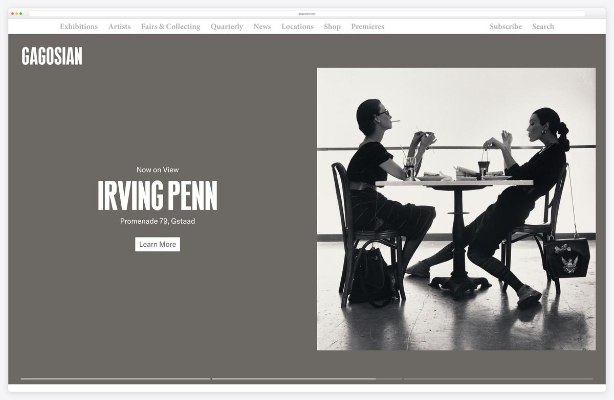 gagosian global art gallery website example