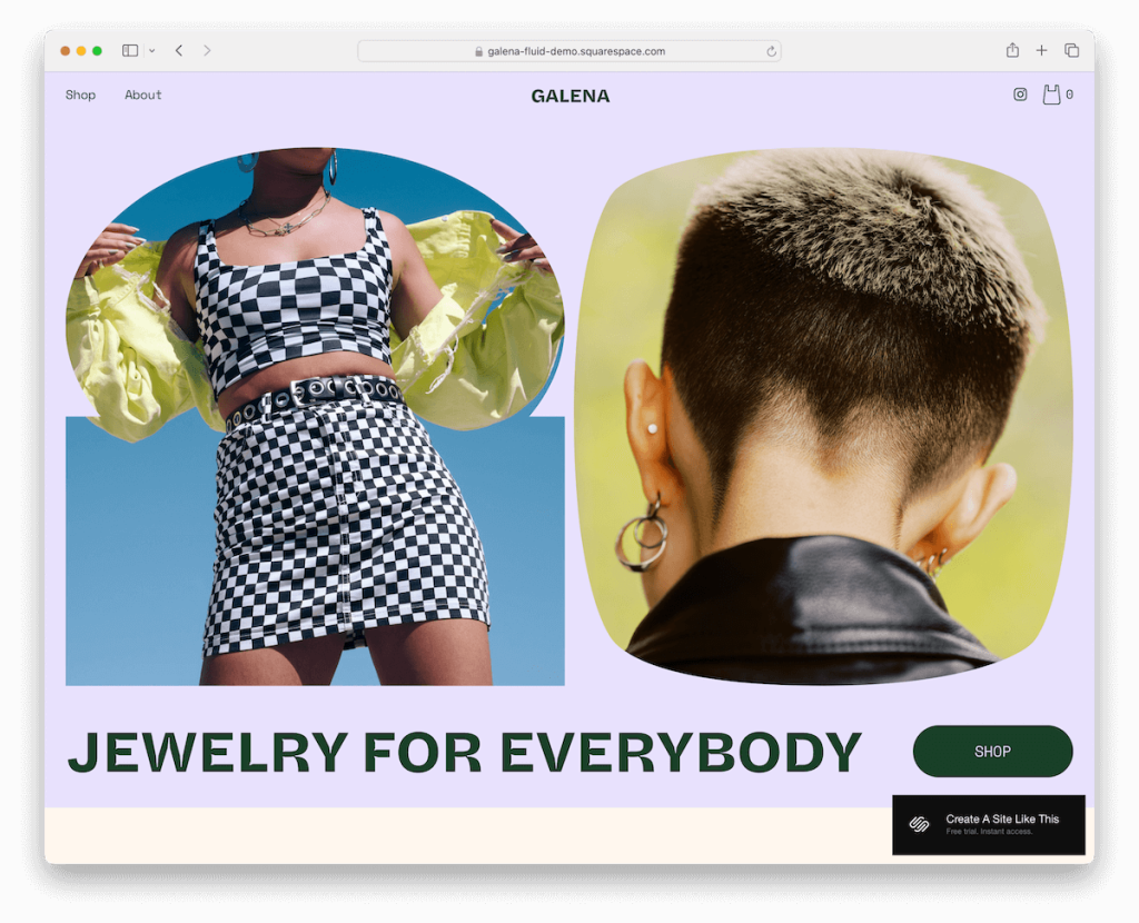 galena squarespace jewelry template