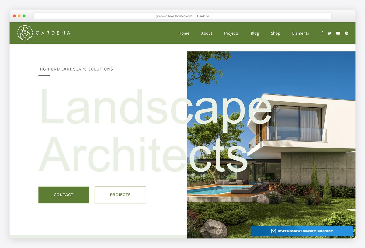 Gardena landscaping and gardening WordPress theme demo