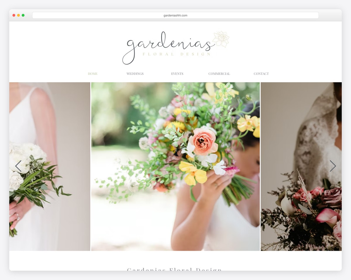 gardenias floral design website example
