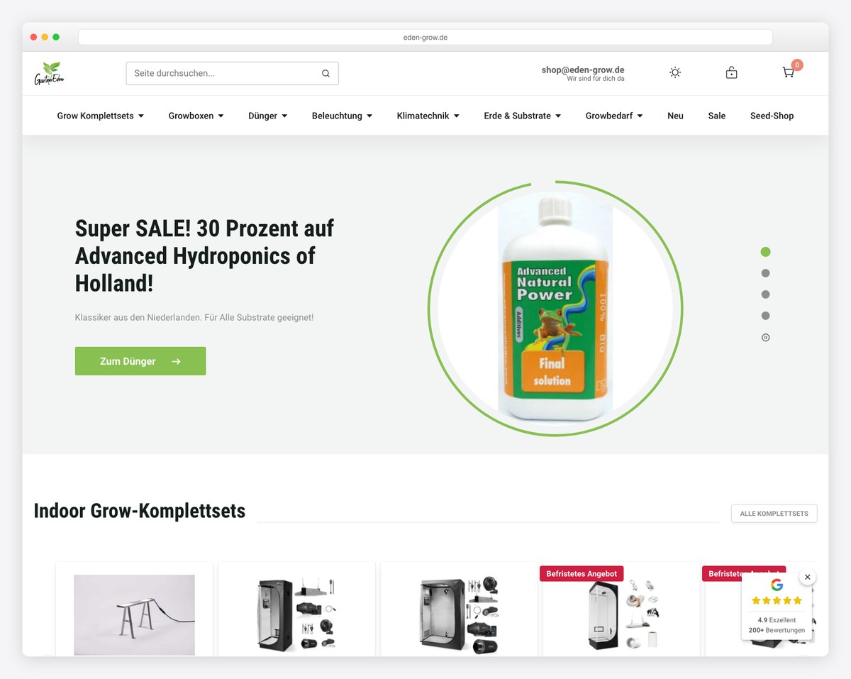 garten eden - german eCommerce store made with WooCommerce
