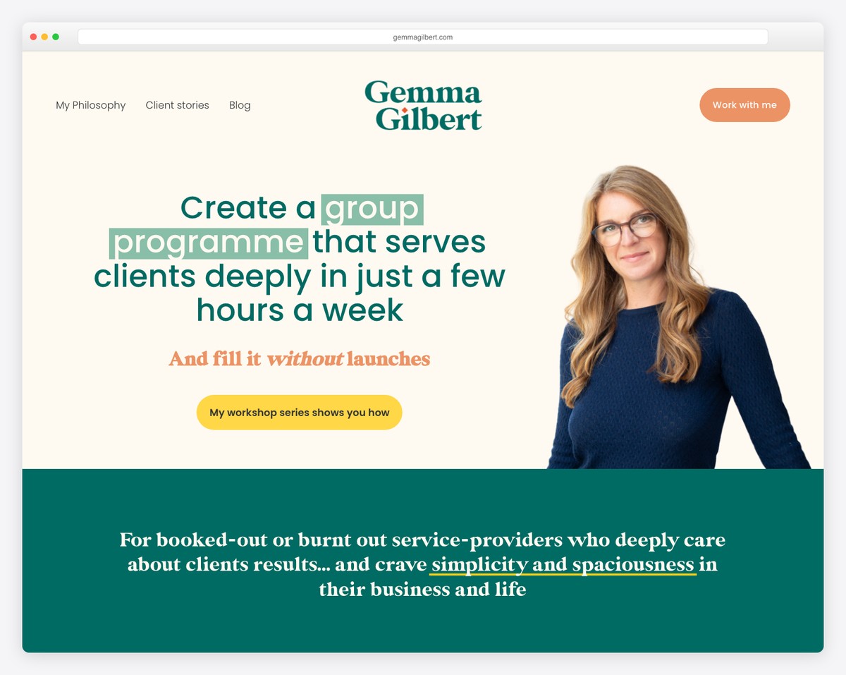 Gemma Gilbert business coaching Squarespace website