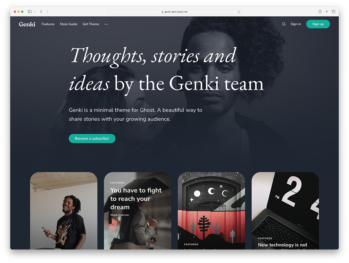 Genki - dark ghost blog theme