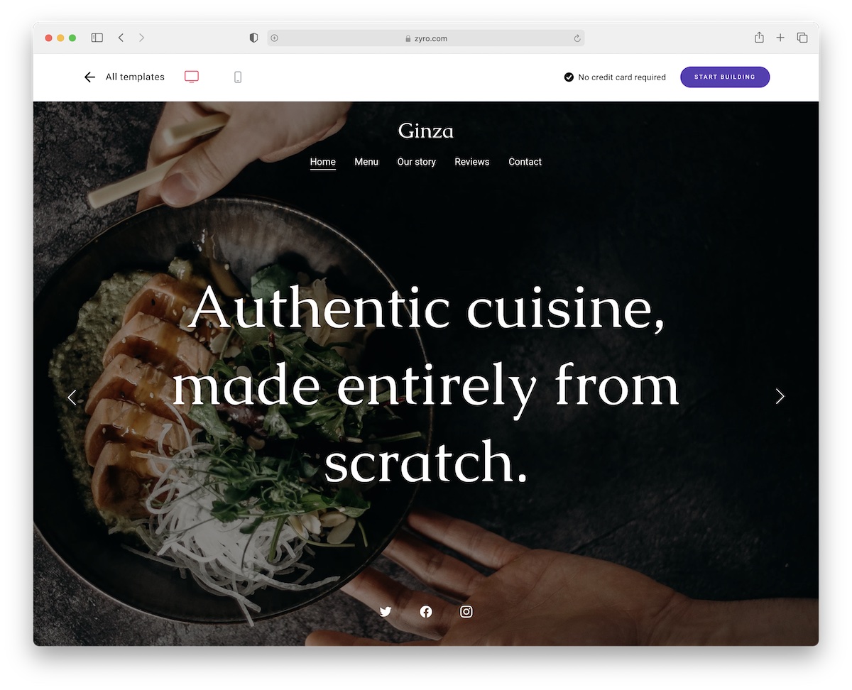 ginza food website template