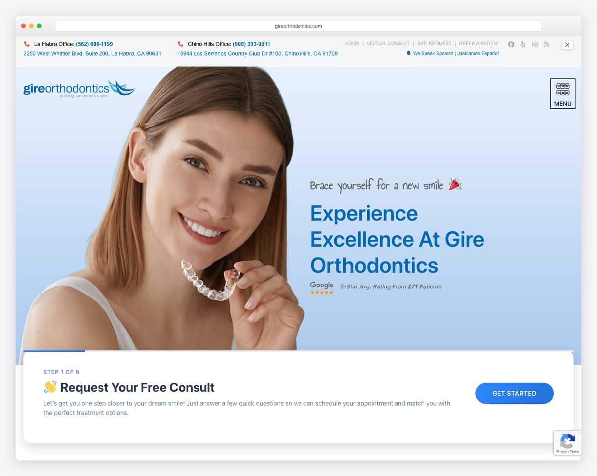 gire orthodontics website example