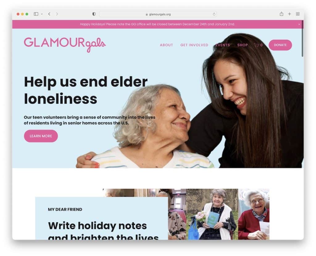 glamourgals nonprofit website