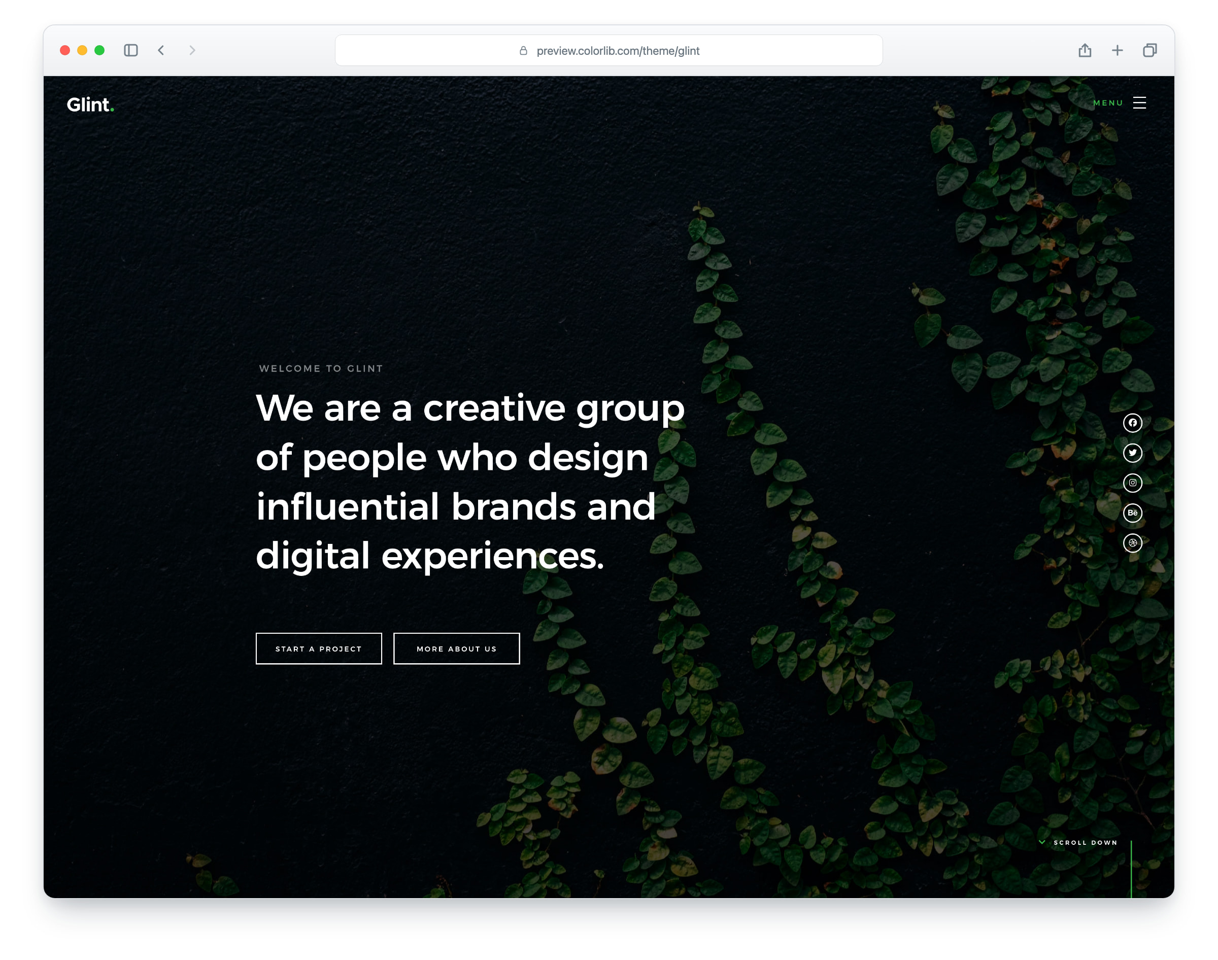Glint website template