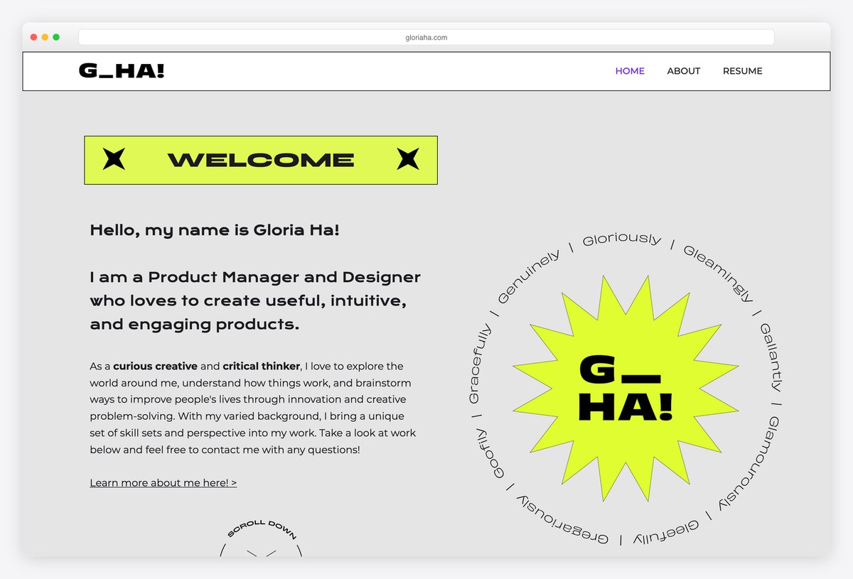 Gloria Ha UX portfolio website