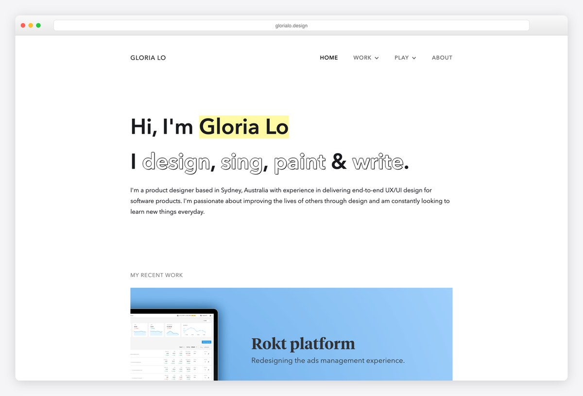 Gloria Lo UX portfolio website