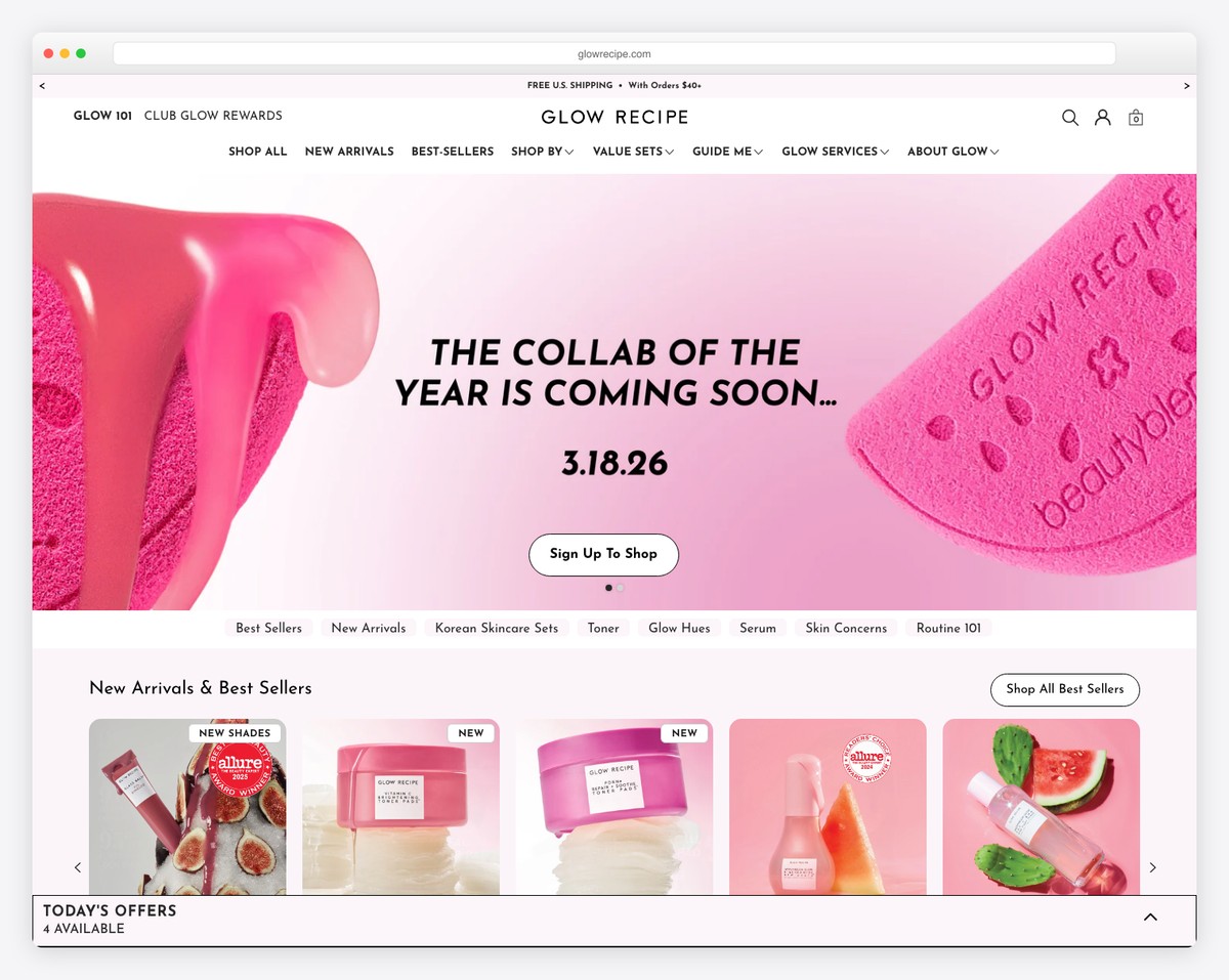 glow recipe website example