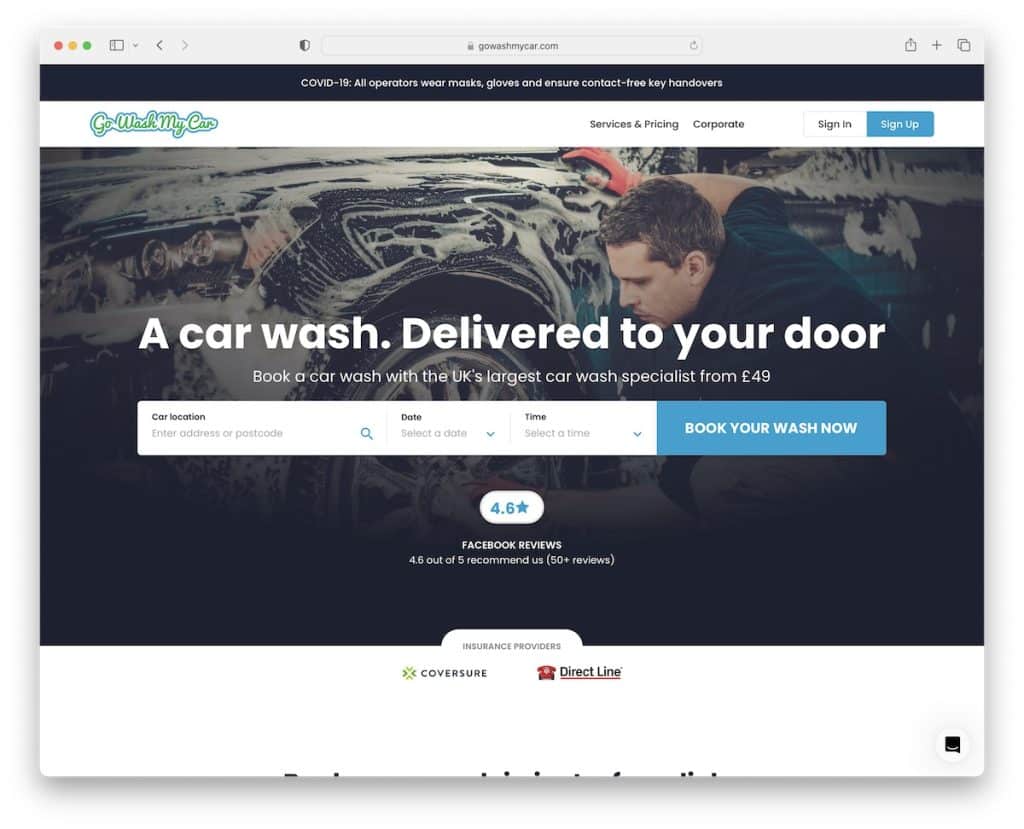 go wash my car web design