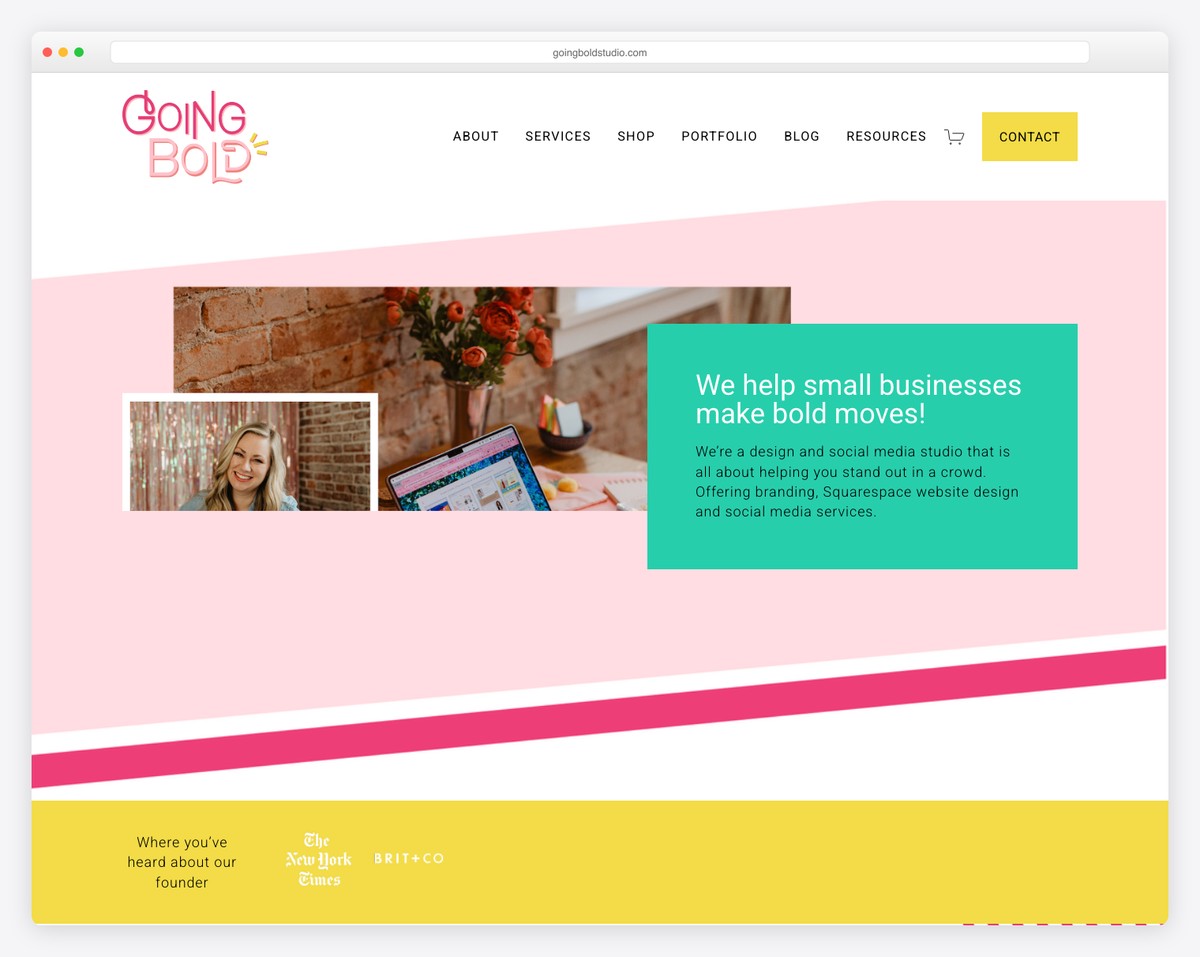 going bold studio website example