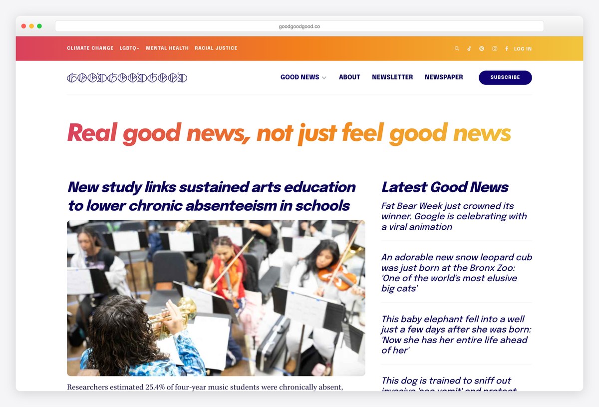 Good Good Good homepage design