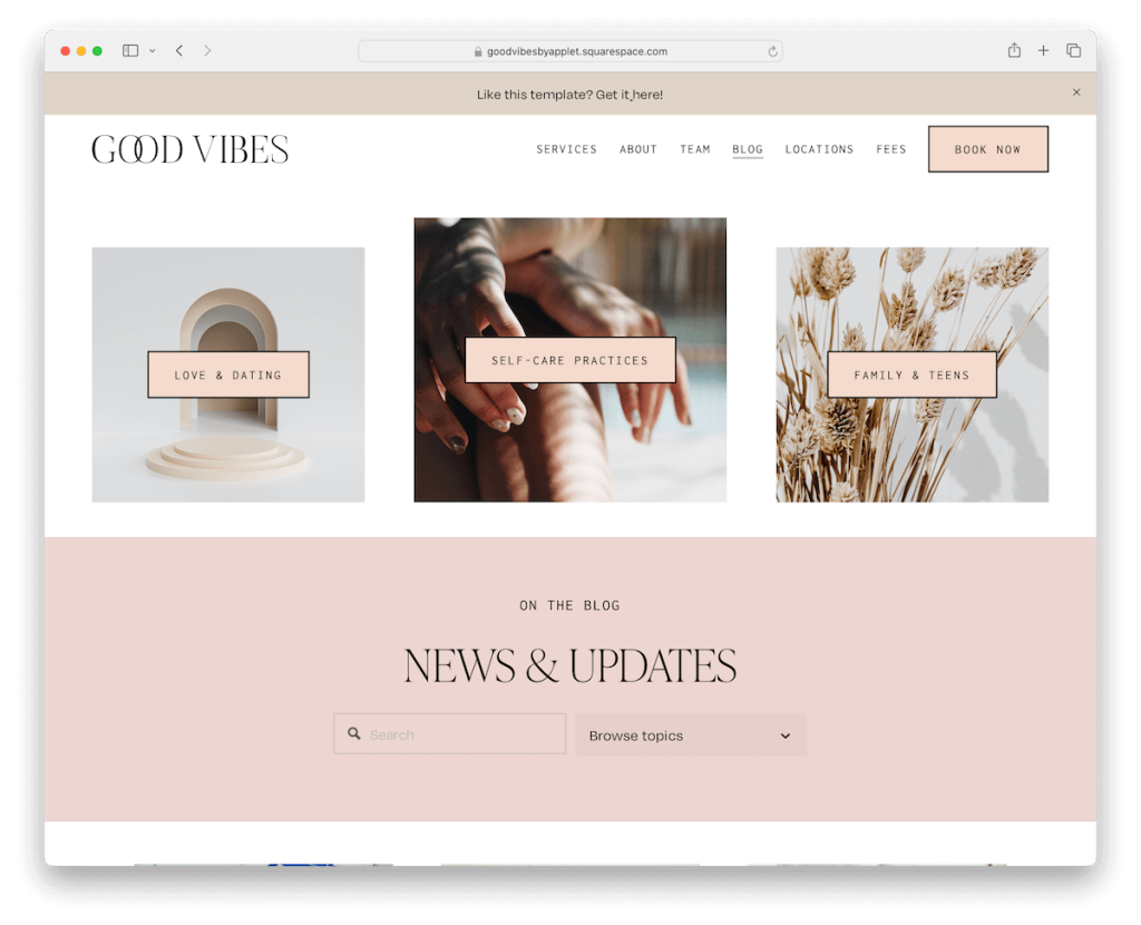 good vibes squarespace blog template